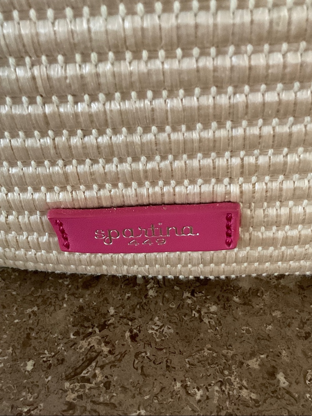 Spartina 449 Pink Flamingo Embroidered Straw Tote with Hot Pink Trim - Picture 5 of 9